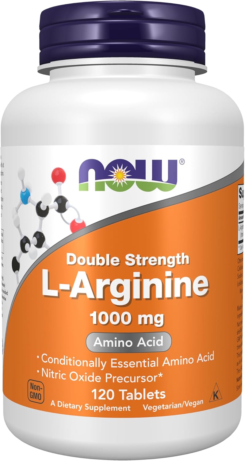 NOW Foods L-Arginina 1.000 mg  Precursor de Óxido Nítrico 120 Tabletes