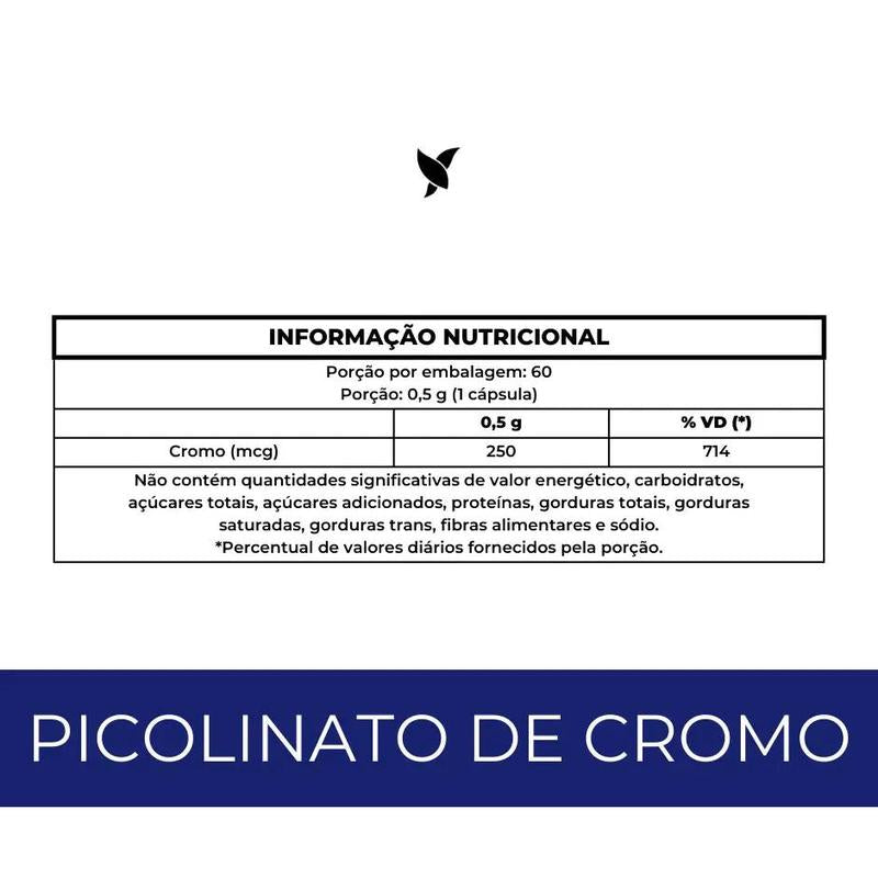 Picolinato de Cromo 250mcg - 60 Cápsulas