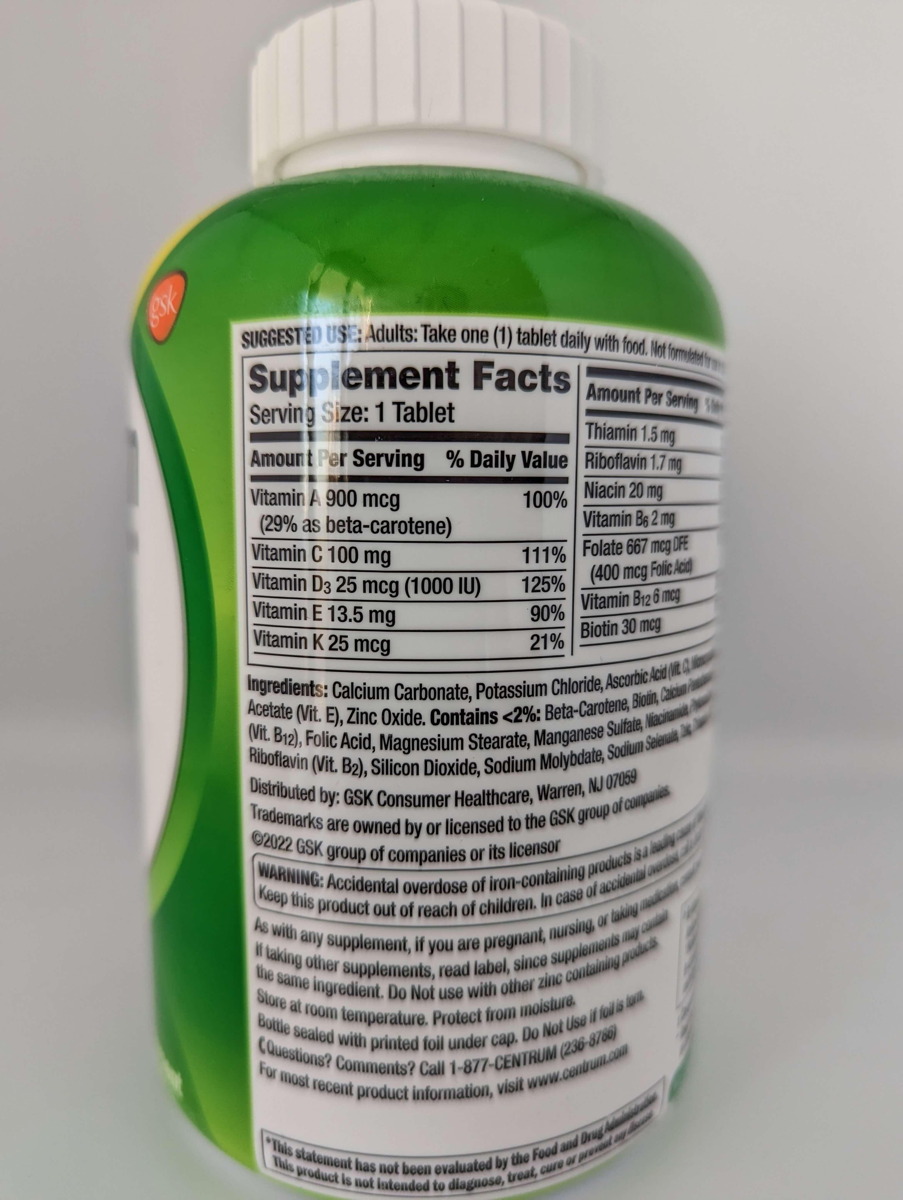 Centrum Adultos Multivitamina, 425 Tablets Vencimento: Abril/2025