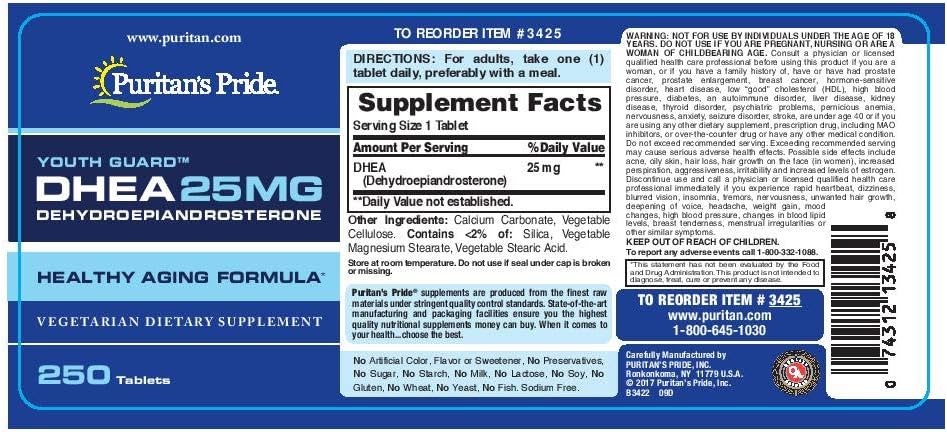 Puritan's Pride Youth Guard DHEA 25mg – 250 Comprimidos