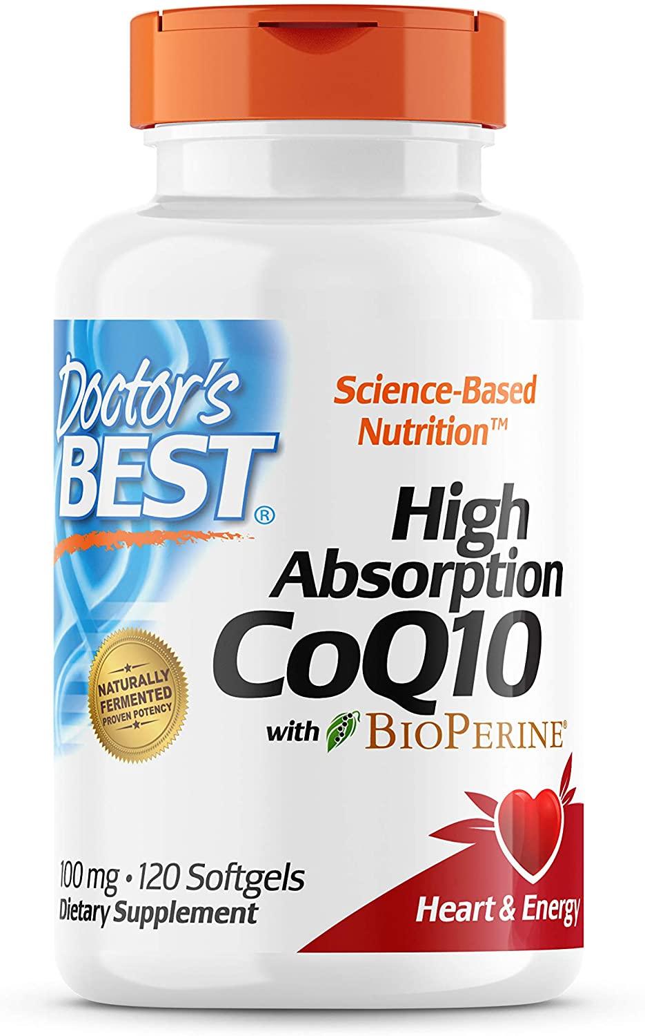 Doctor's Best CoQ10 de Alta Absorção com BioPerine 200 mg 60 Vegan Softgels