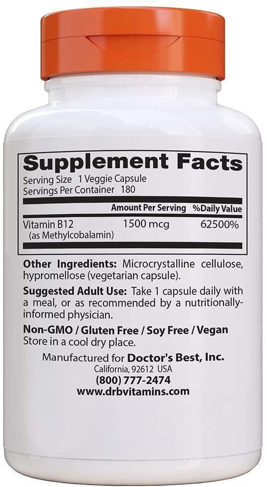 Doctor's Best Fully Active B12 1500 Mcg, 180 Caps Veg.