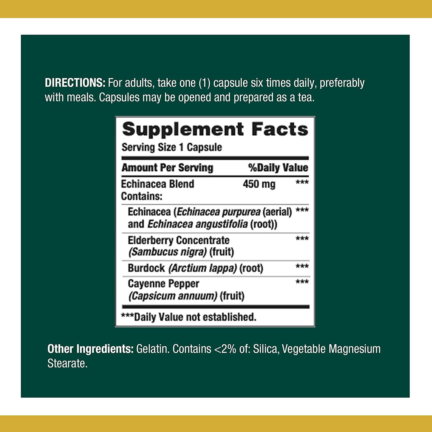 Nature's Bounty Echinacea Complex 450 mg 100 Capsulas
