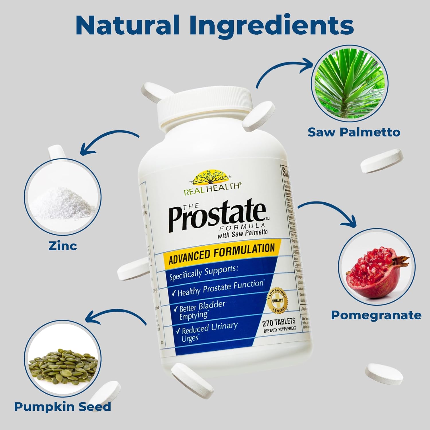 Real Health A Fórmula da Próstata com Saw Palmetto e Vitaminas 270 Comprimidos