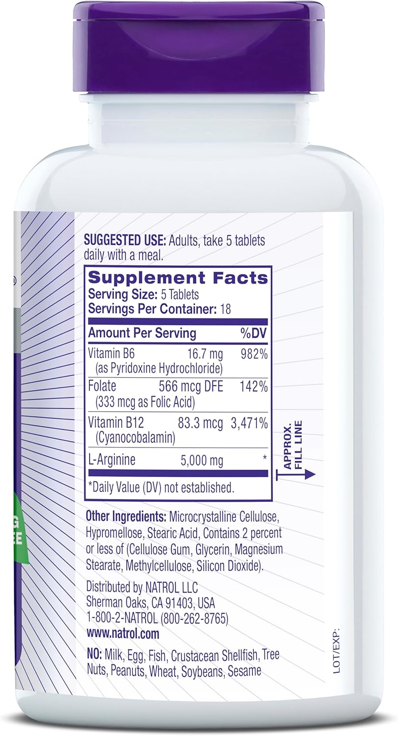 Natrol L-Arginina Força Extra, 5.000mg, 90 Tablets