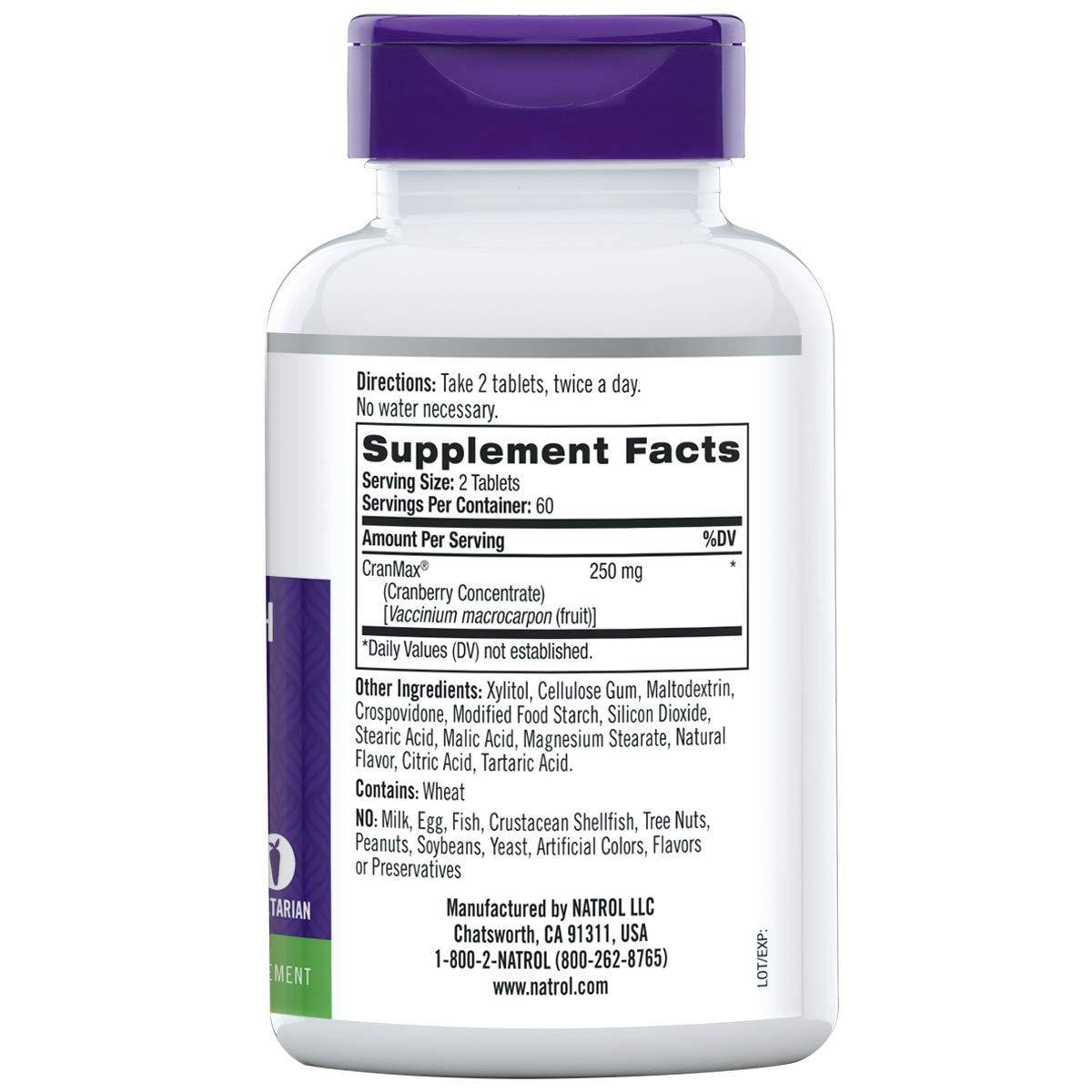 Natrol Cranberry 250 mg, 120 Comprimidos de Dissolução Rápida