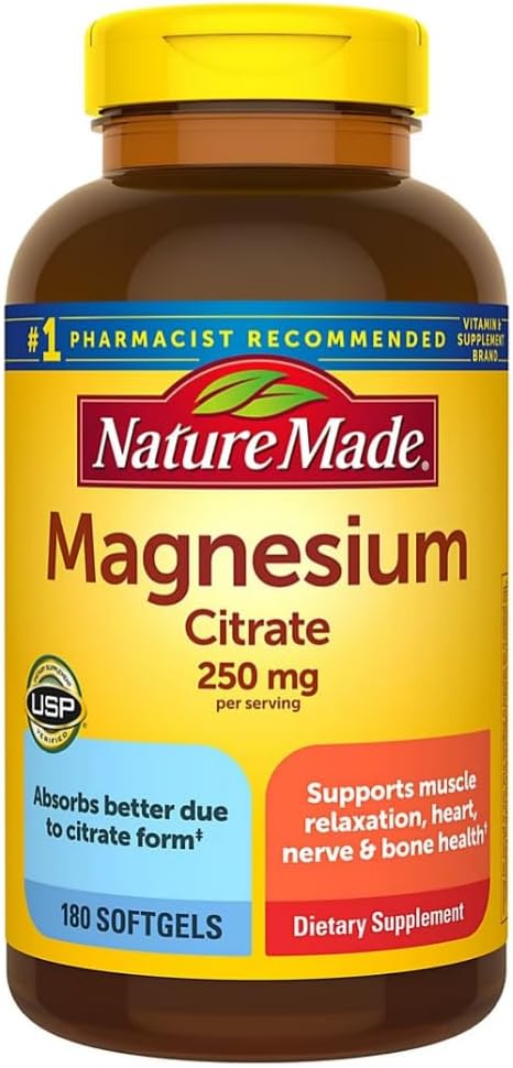 Nature Made Citrato de Magnésio 250 mg, 180 Capsulas Softgel