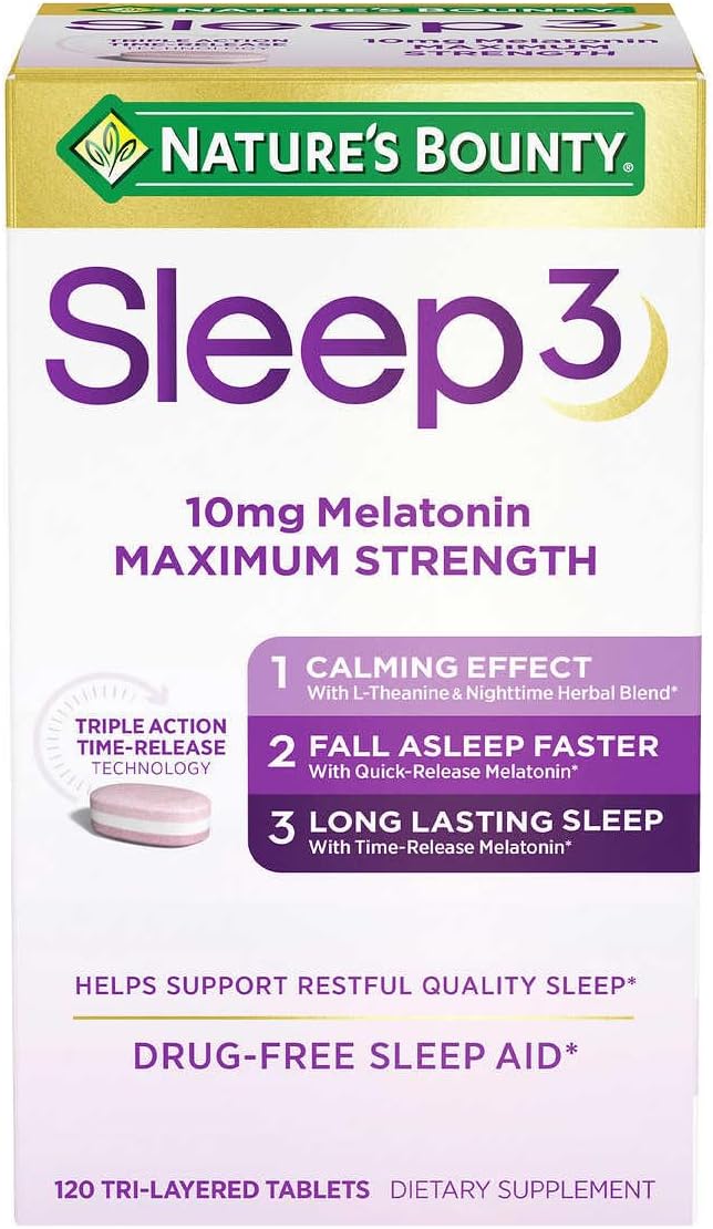 Nature's Bounty Melatonina 10mg Sleep3, 120 comprimidos
