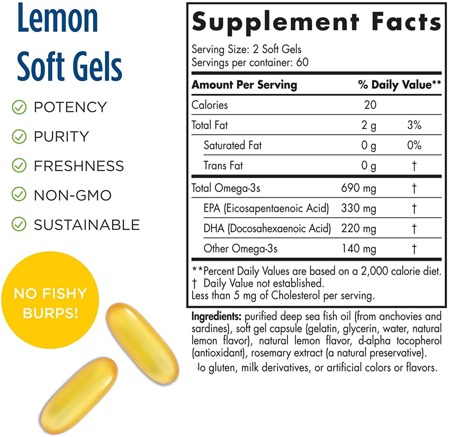 Nordic Naturals Omega-3, 690 mg, Sabor Limão 120 Caps Gels